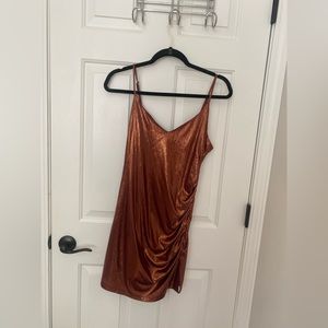 Sparkly orange dress with rouching